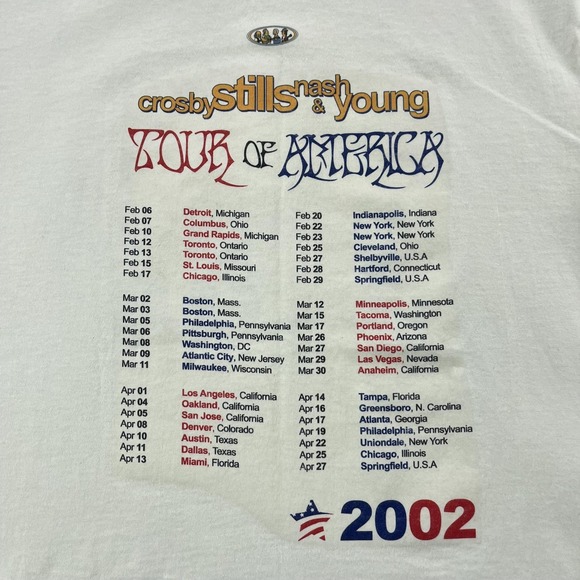 Vintage Crosby Stills Nash Young Shirt Men Medium Simpsons Tour of America 2002 - Picture 6 of 11